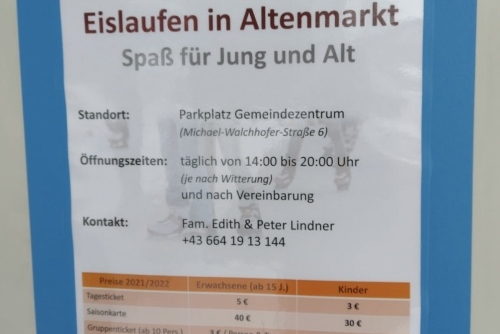 Bruslení Altenmarkt - ceník