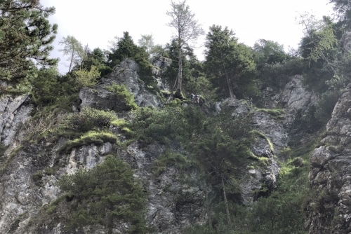 Soutěska Silberkarklamm - horolezci